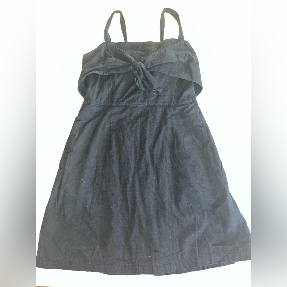 Abercrombie & Fitch solid tie bust dress m navy blue